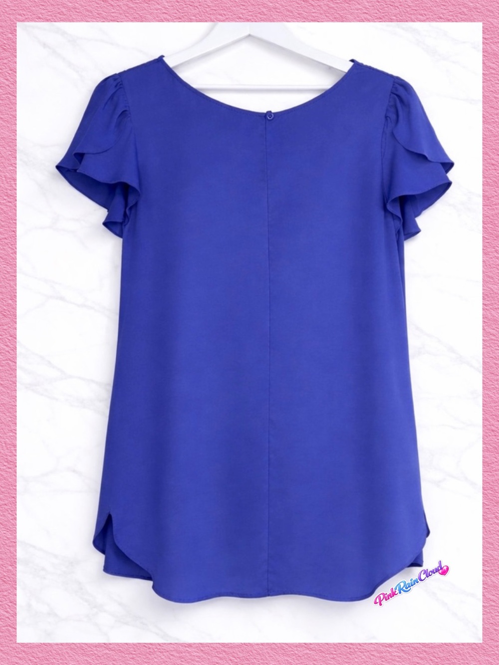 LOFT 90s Blue Flutter Sleeve Button Up Blouse Women’s Small